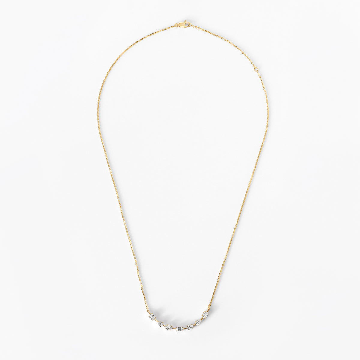 Mixed Shape Diamond Curved Necklace