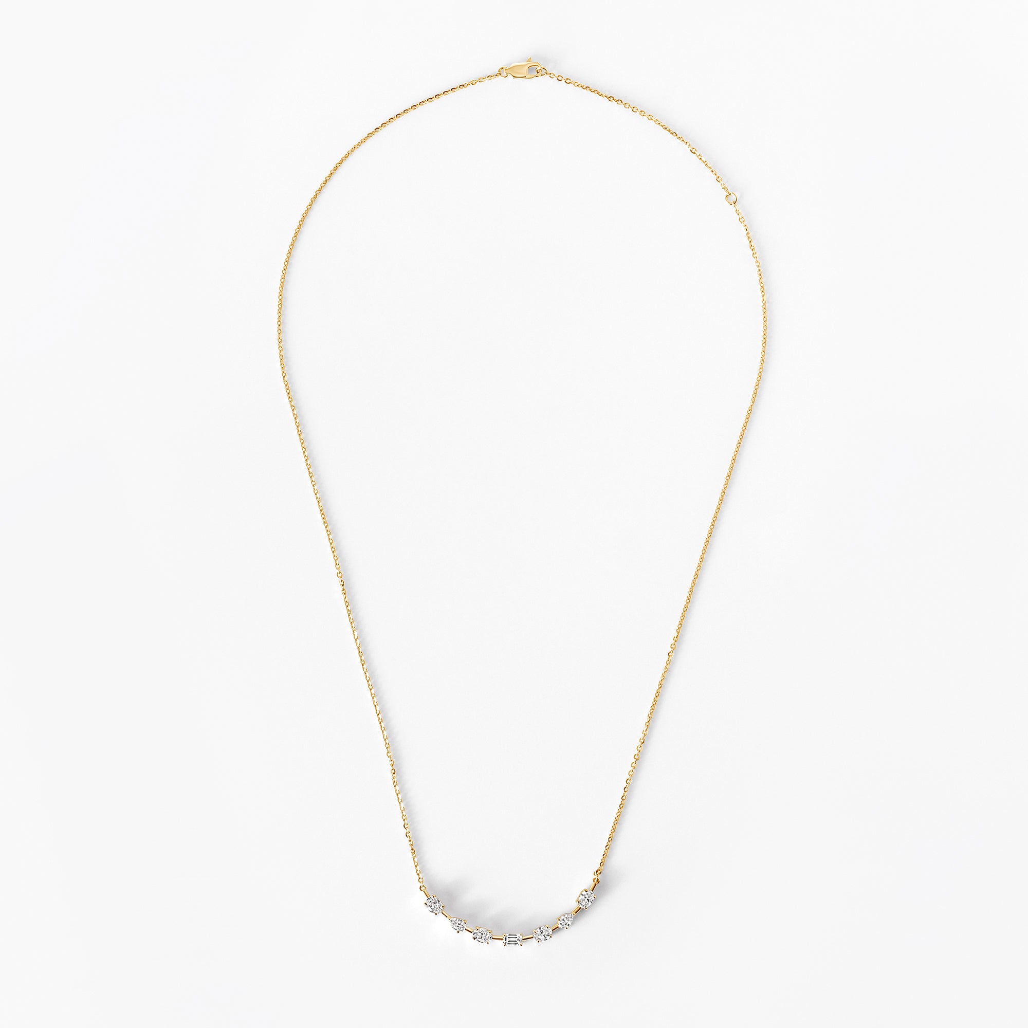 Mixed Shape Diamond Curved Necklace