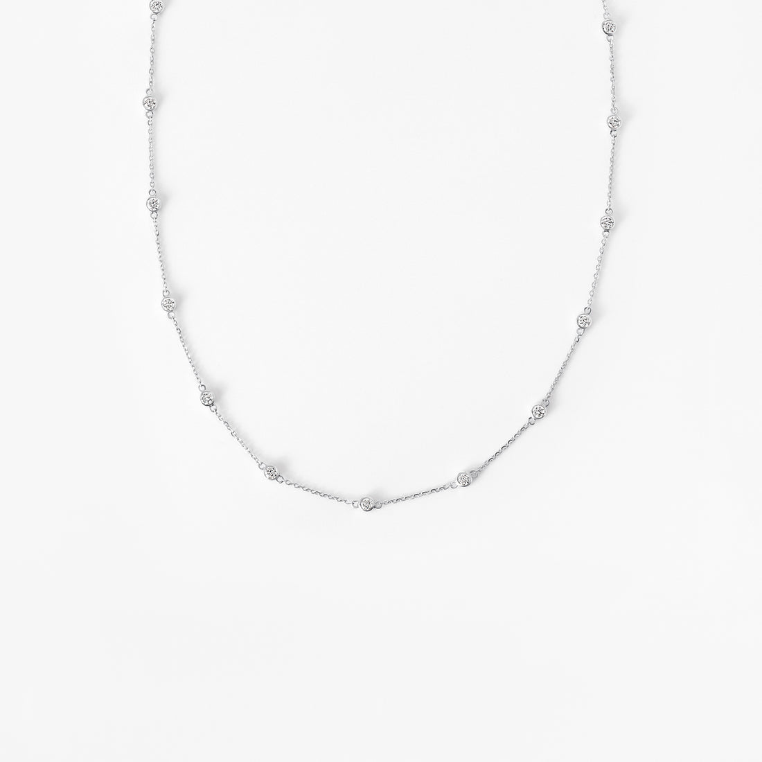 Round Large Diamond Bezel Station Necklace