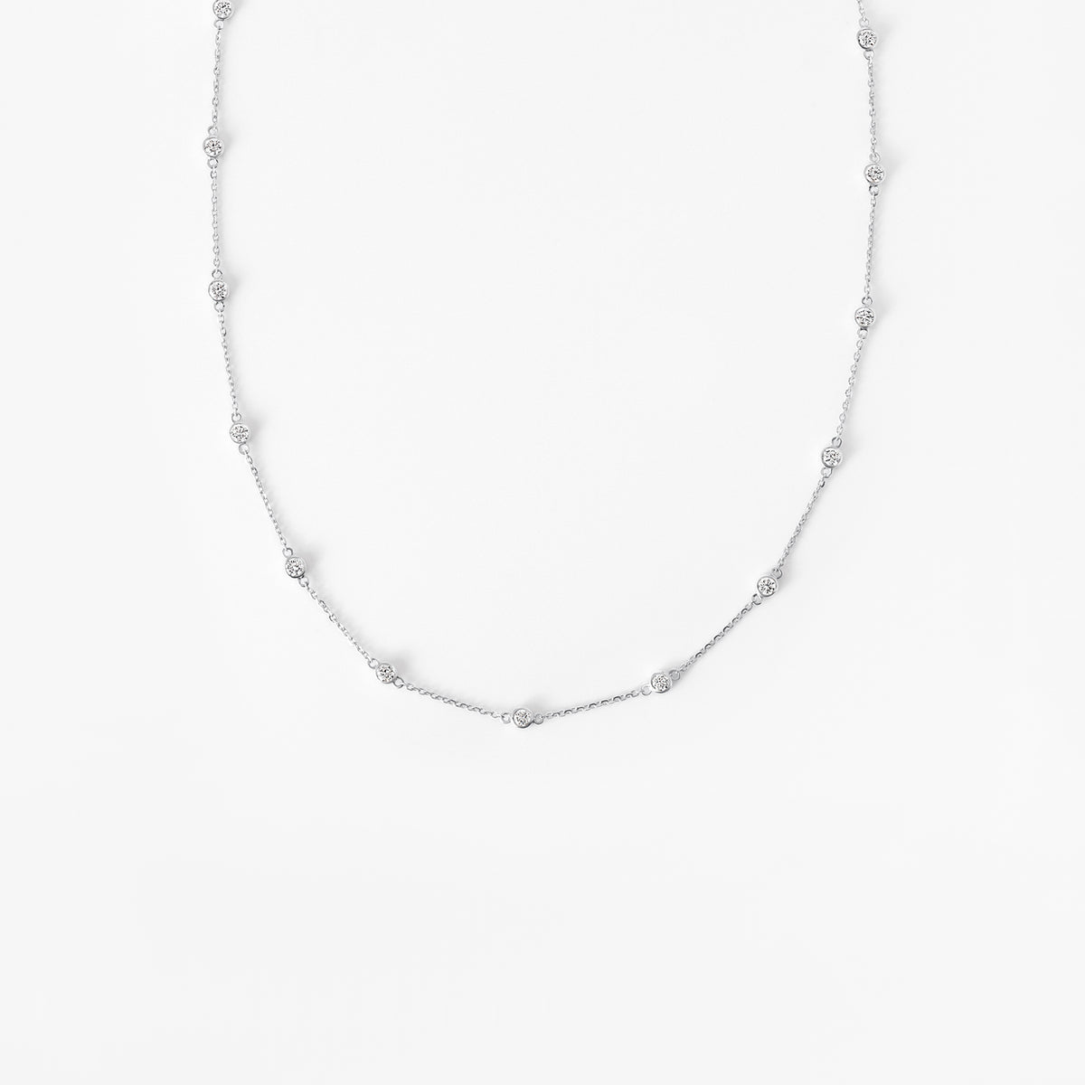 Round Diamond Bezel Set Station Necklace