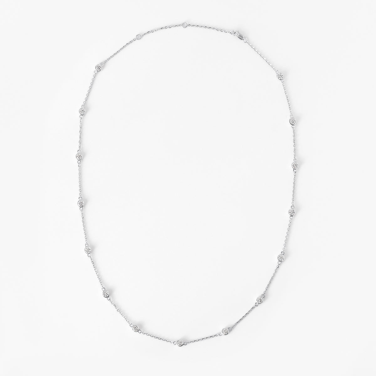 Round Diamond Bezel Set Station Necklace