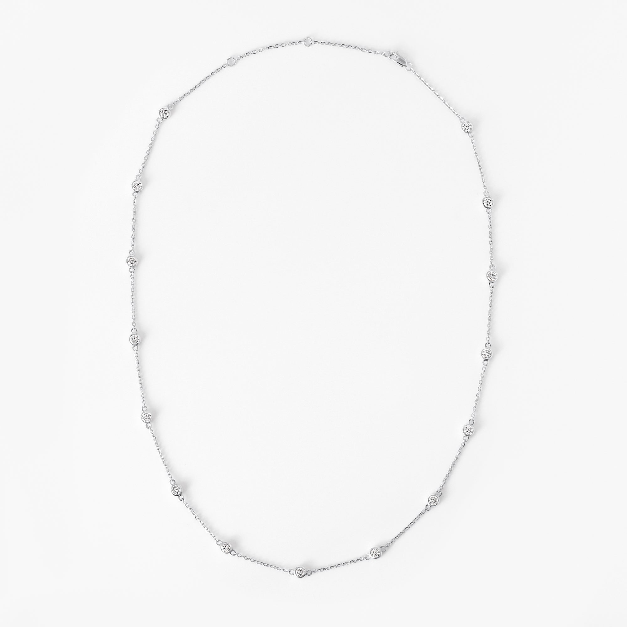 Round Diamond Bezel Set Station Necklace