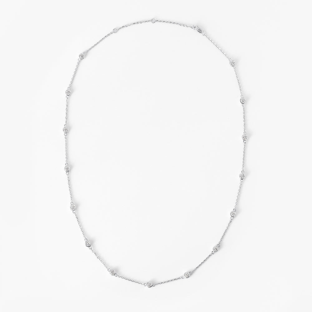 Round Large Diamond Bezel Station Necklace