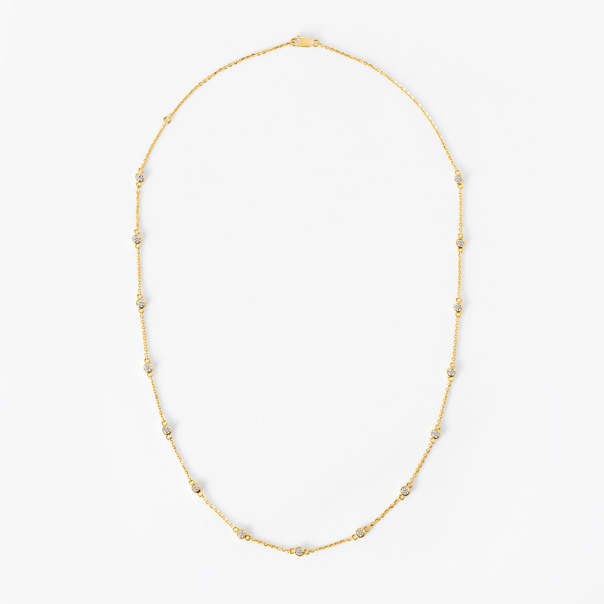 Round Diamond Petite Bezel Set Station Necklace
