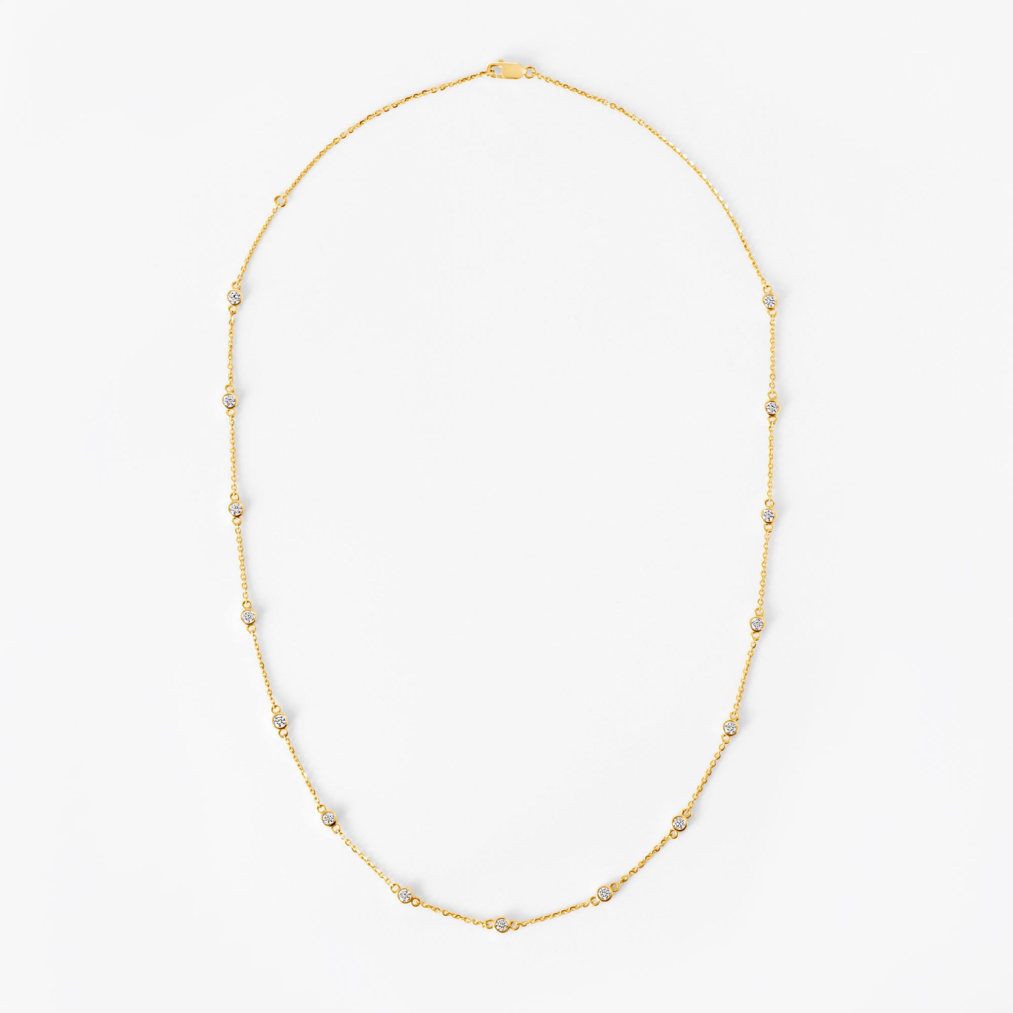 Round Diamond Petite Bezel Set Station Necklace