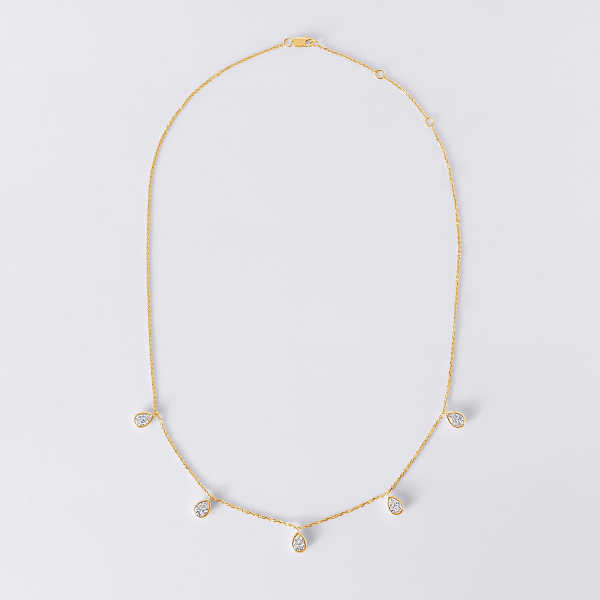 Pear Shaped Bezel Set Station Necklace (2CTW), Yellow Gold