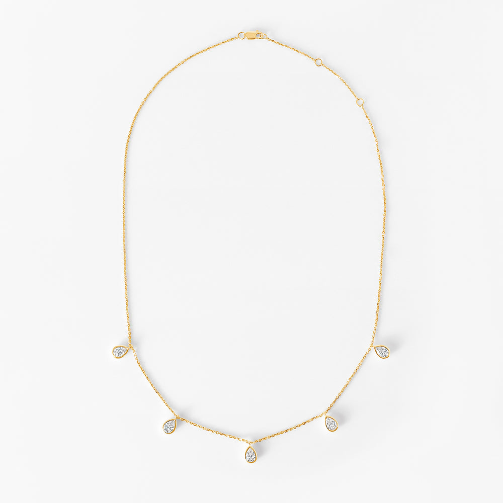 Pear Diamond Bezel Station Necklace