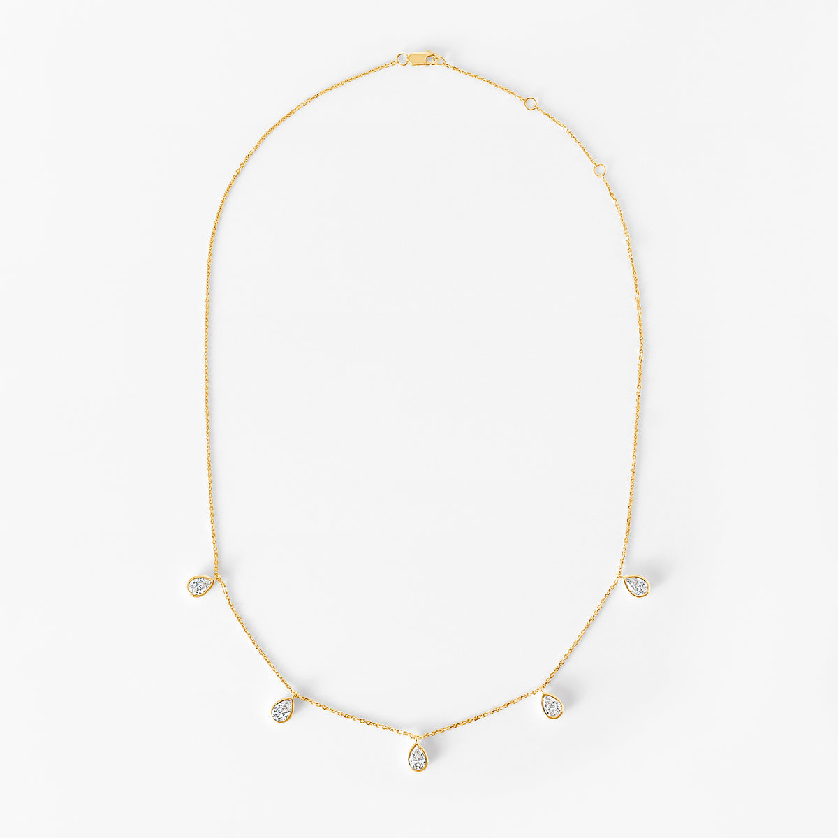 Pear Diamond Bezel Set Station Necklace