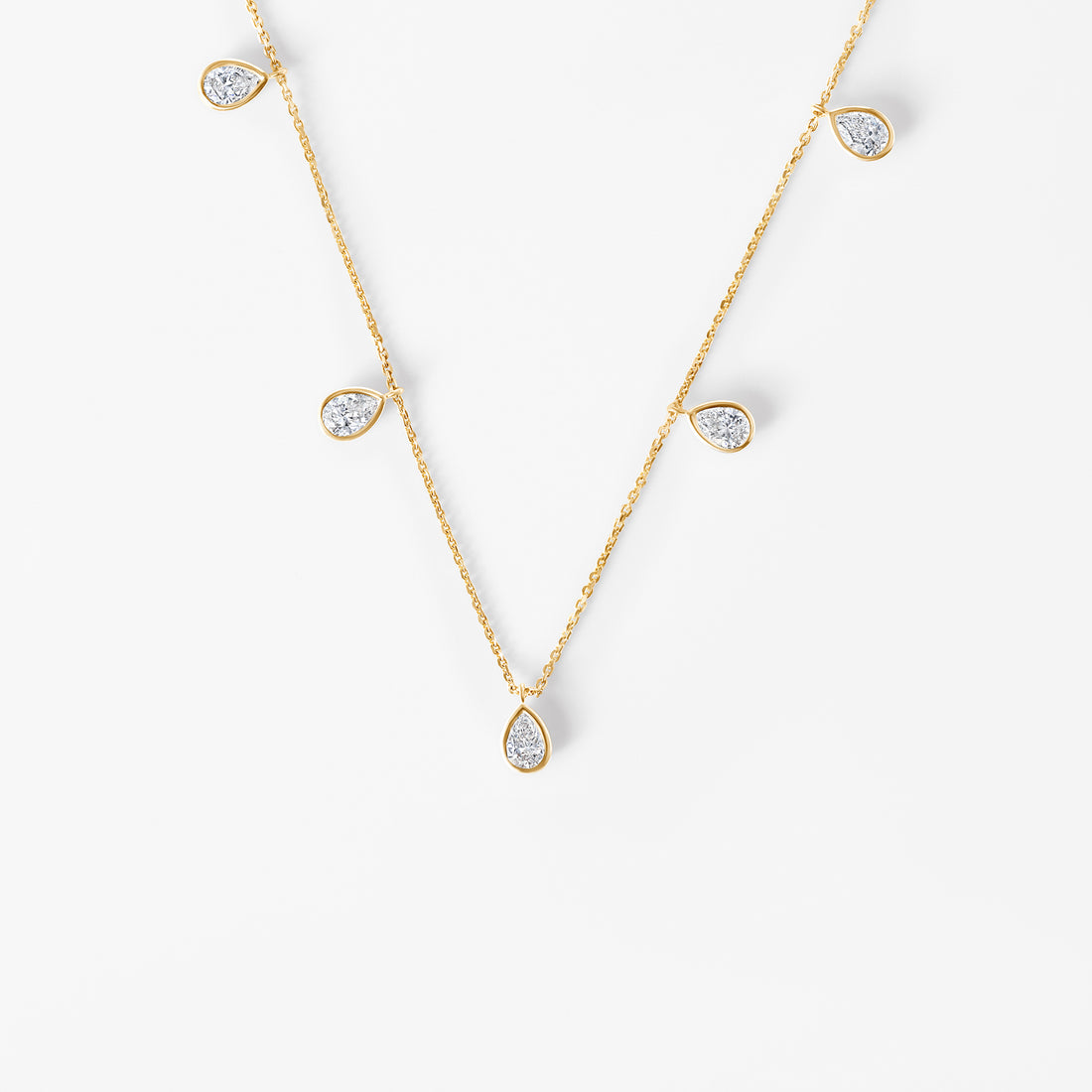 Pear Diamond Bezel Station Necklace