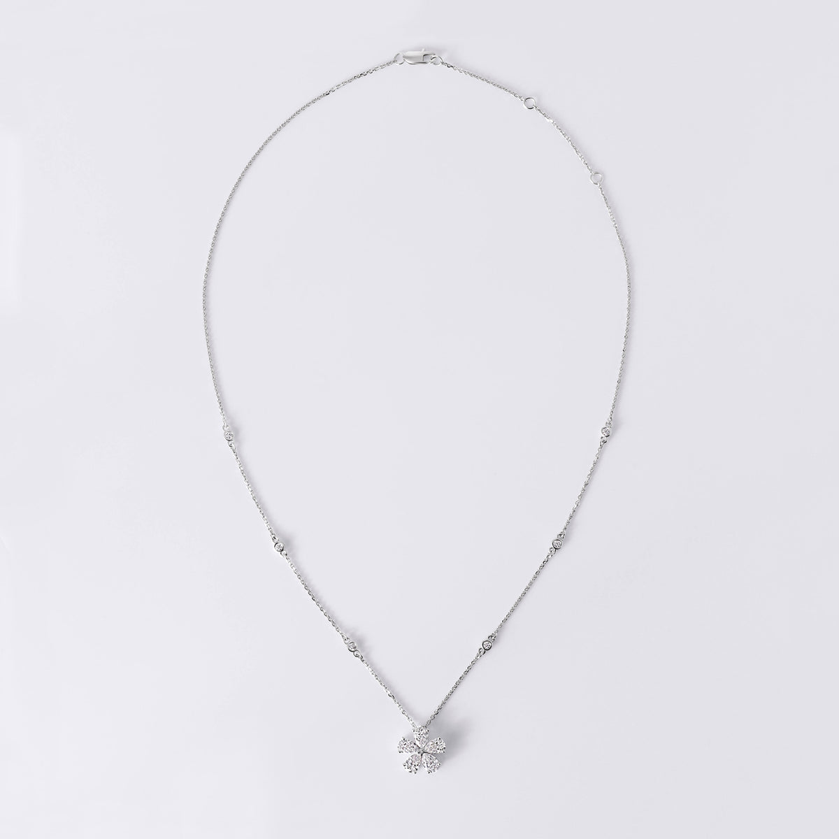 Pear Shaped Flower Necklace (2 1/10CTW), White Gold