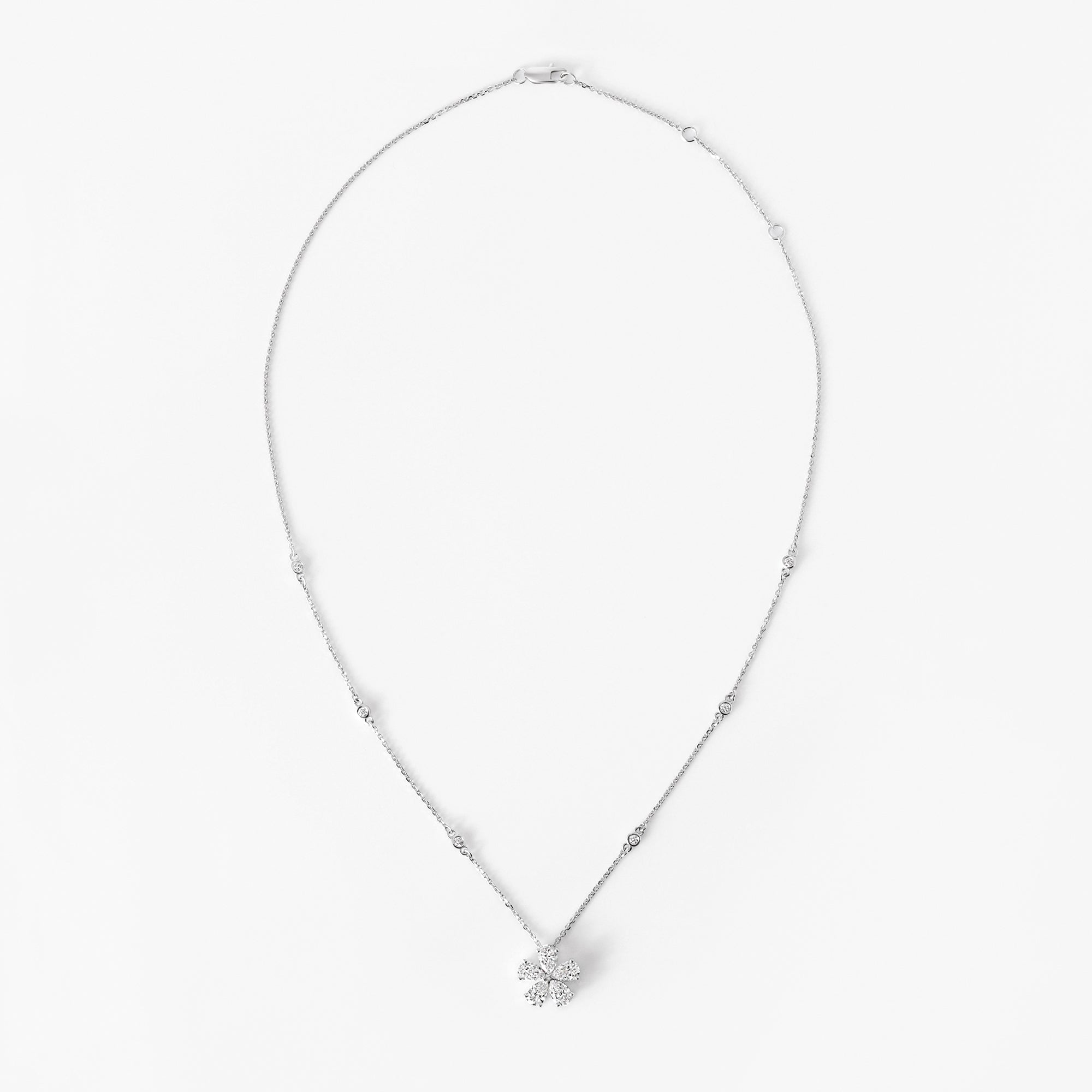 Pear Diamond Flower Necklace
