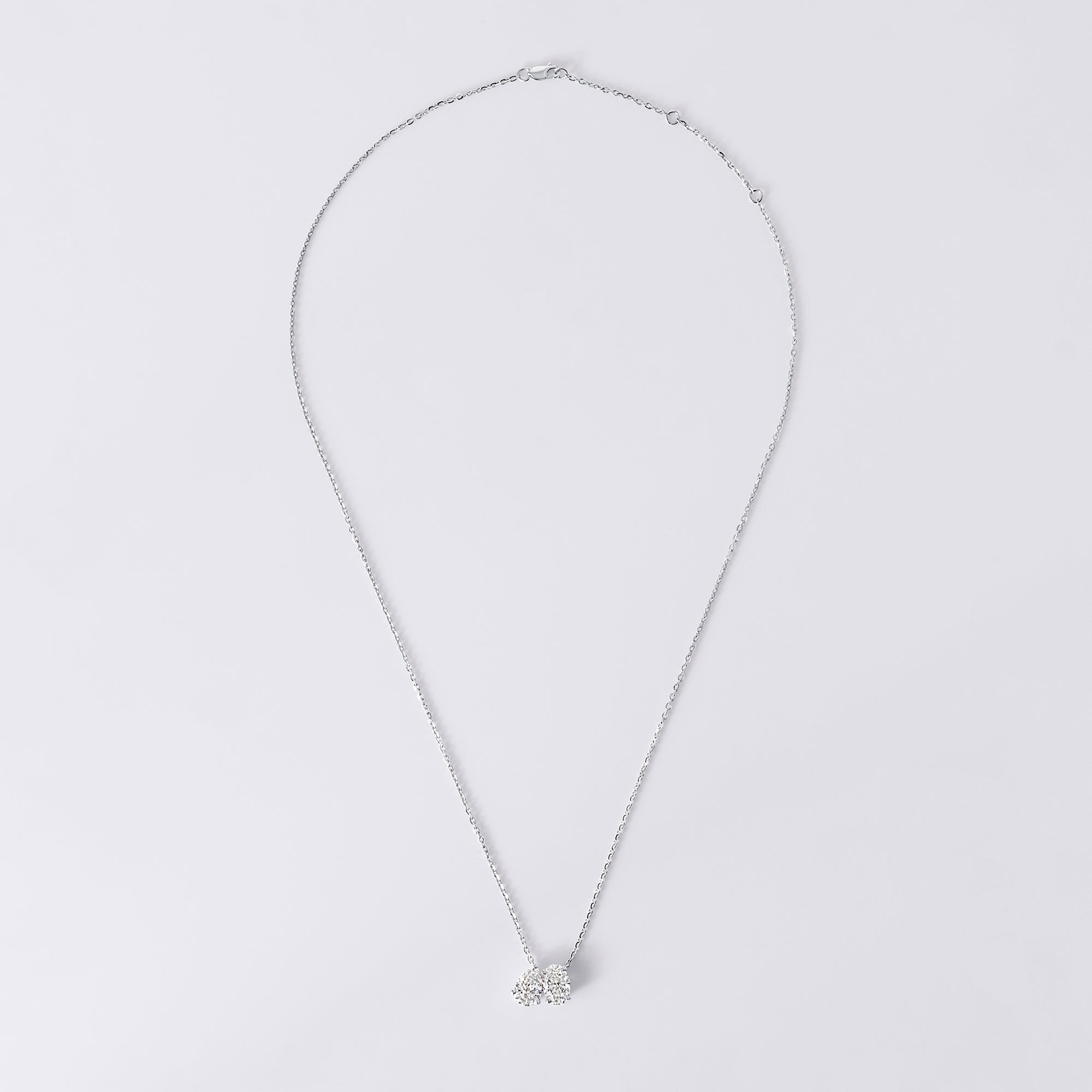 Oval and Pear Shaped Toi Et Moi Pendant (2CTW), White Gold