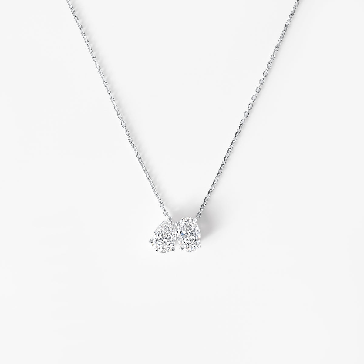 Oval and Pear Diamond Toi et Moi Pendant