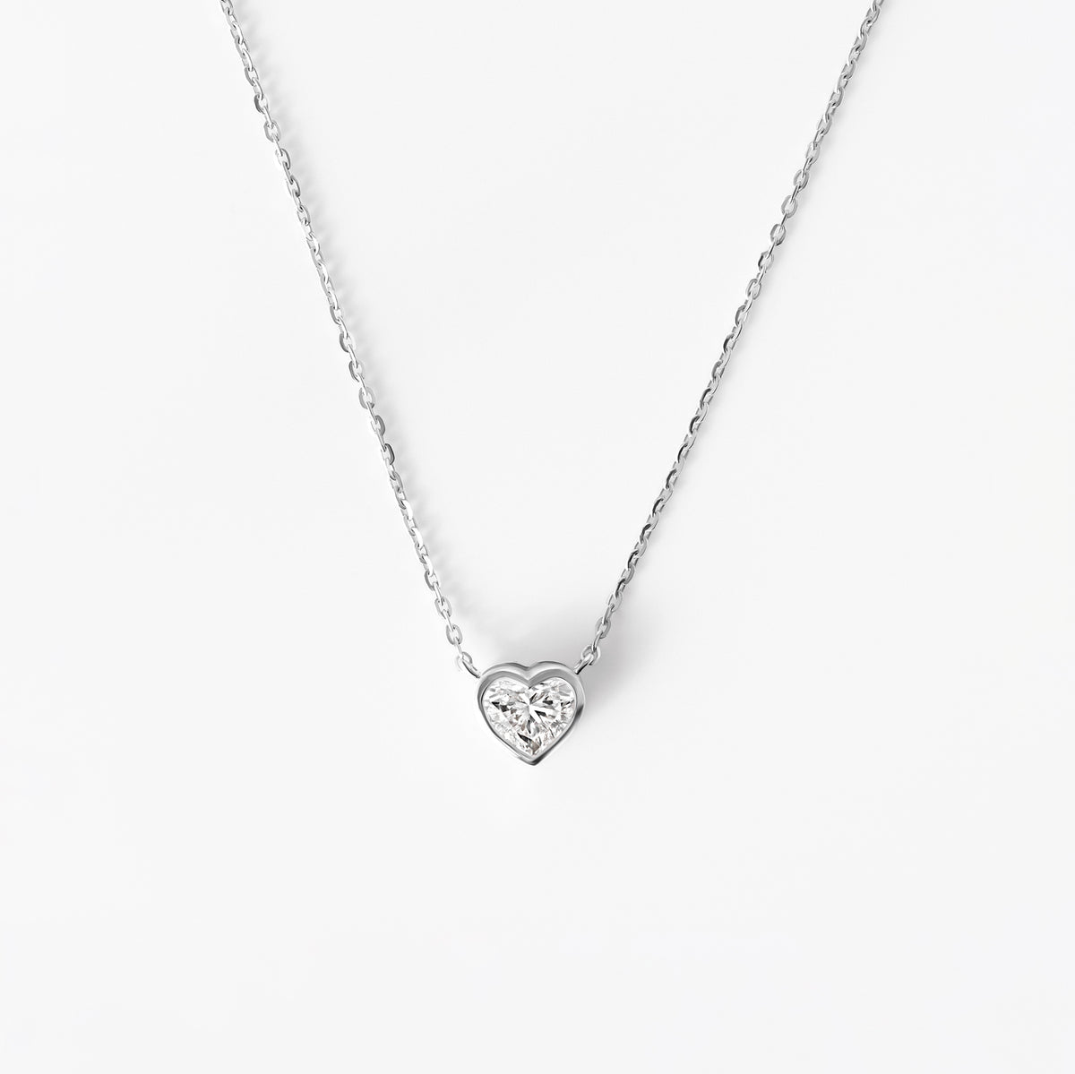 Heart Diamond Bezel Set Pendant Necklace