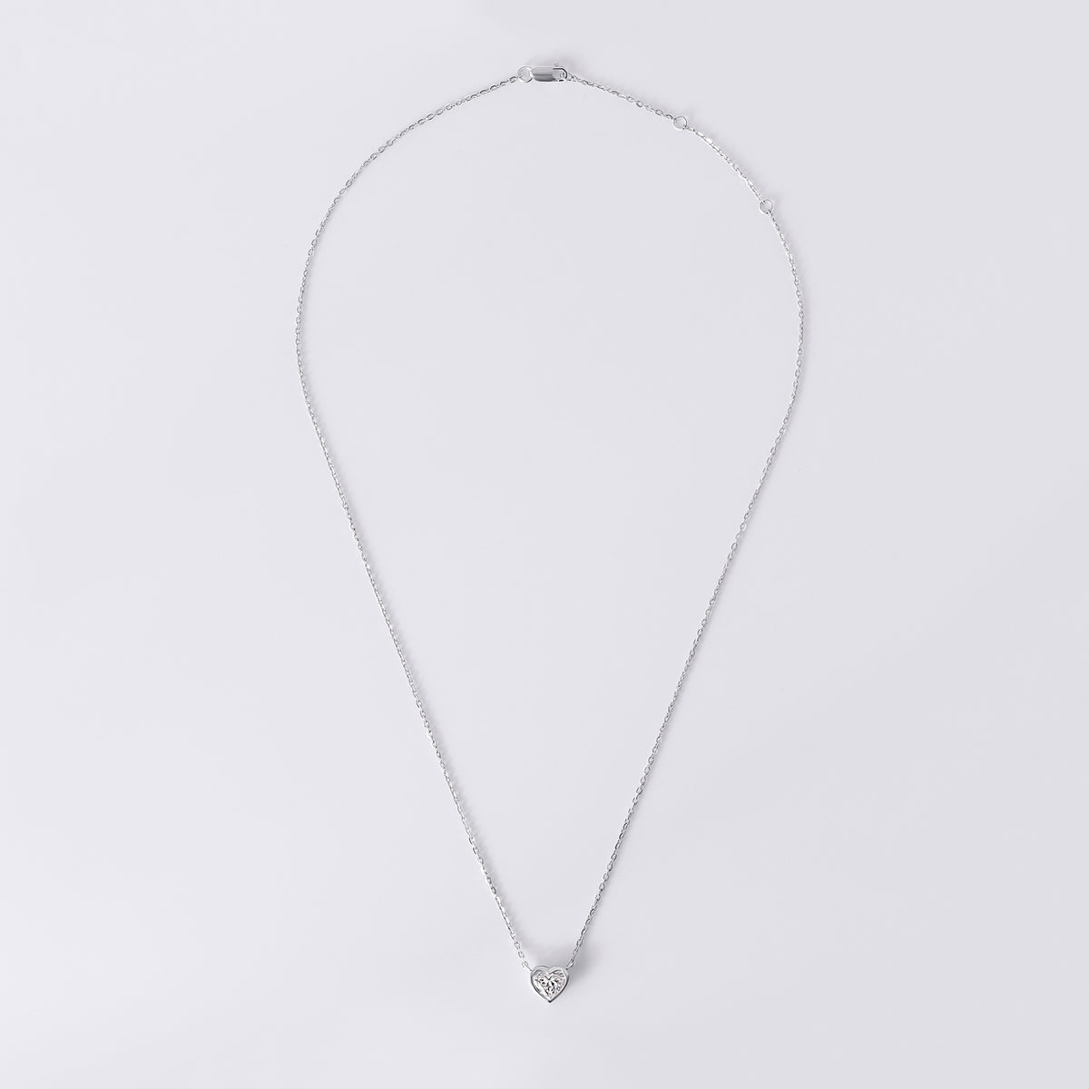 Heart Shaped Bezel Set Pendant Necklace (1CTW), White Gold