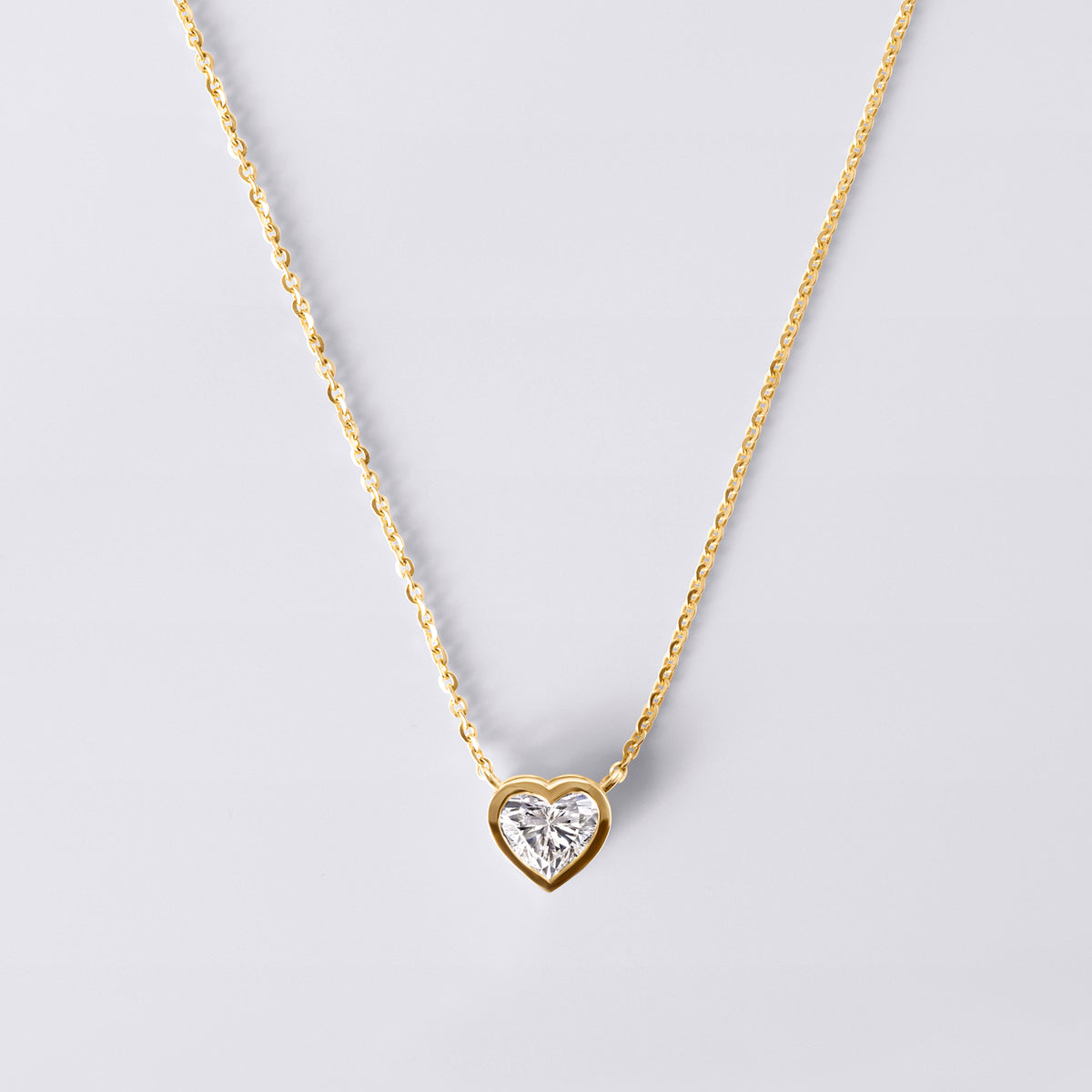 Heart Shaped Bezel Set Pendant Necklace (1CTW), Yellow Gold