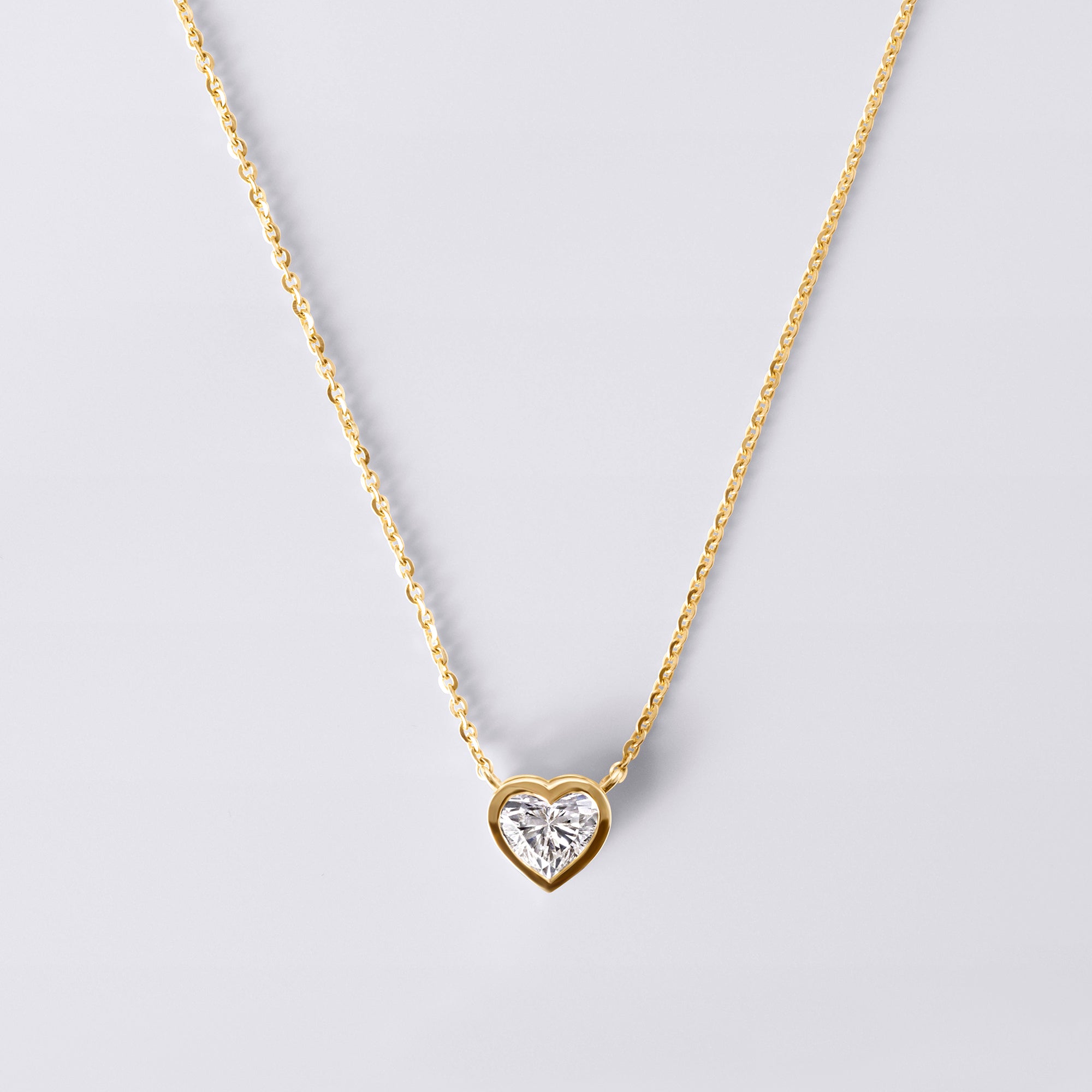 Heart Shaped Bezel Set Pendant Necklace (1CTW), Yellow Gold