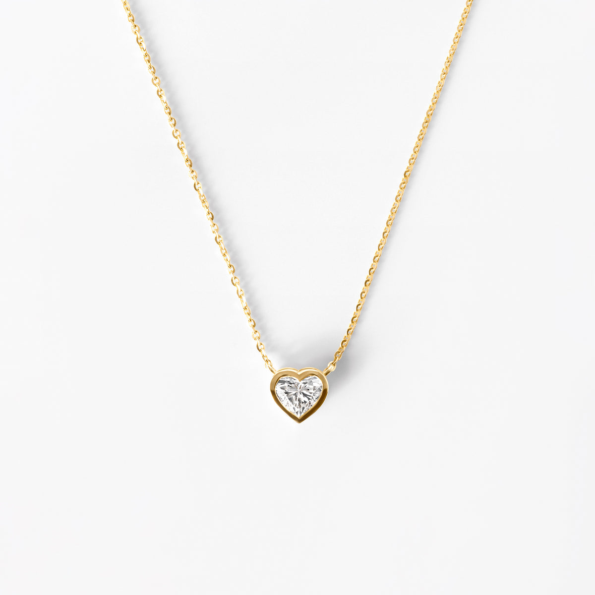Heart Diamond Bezel Set Pendant Necklace