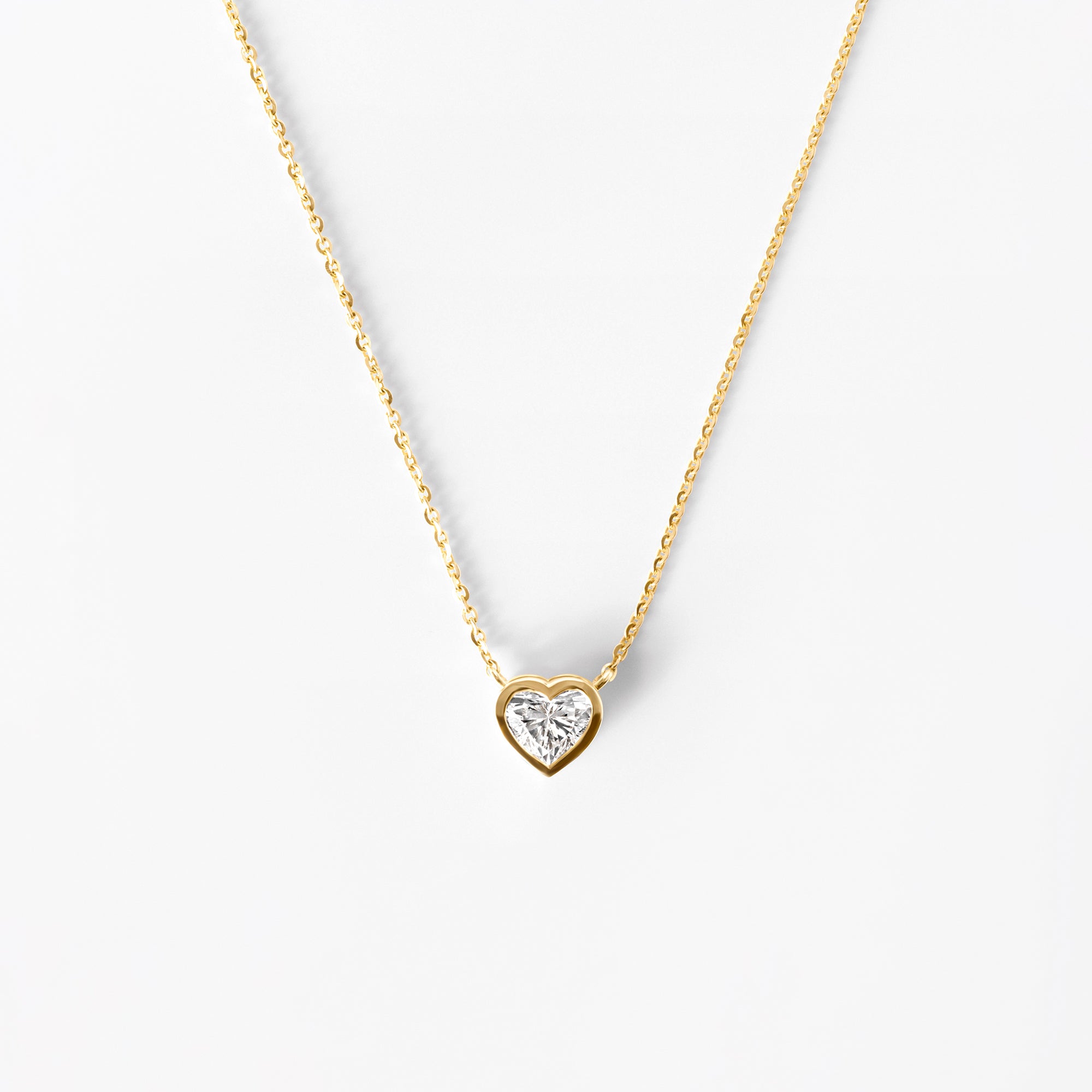 Heart Diamond Bezel Set Pendant Necklace