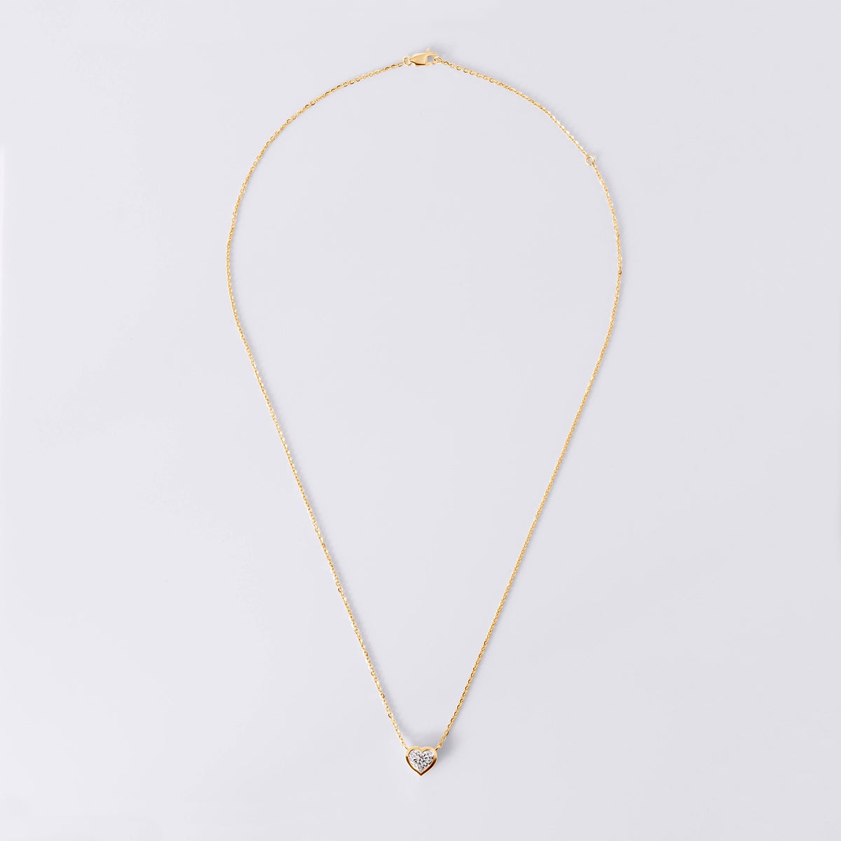 Heart Shaped Bezel Set Pendant Necklace (1CTW), Yellow Gold