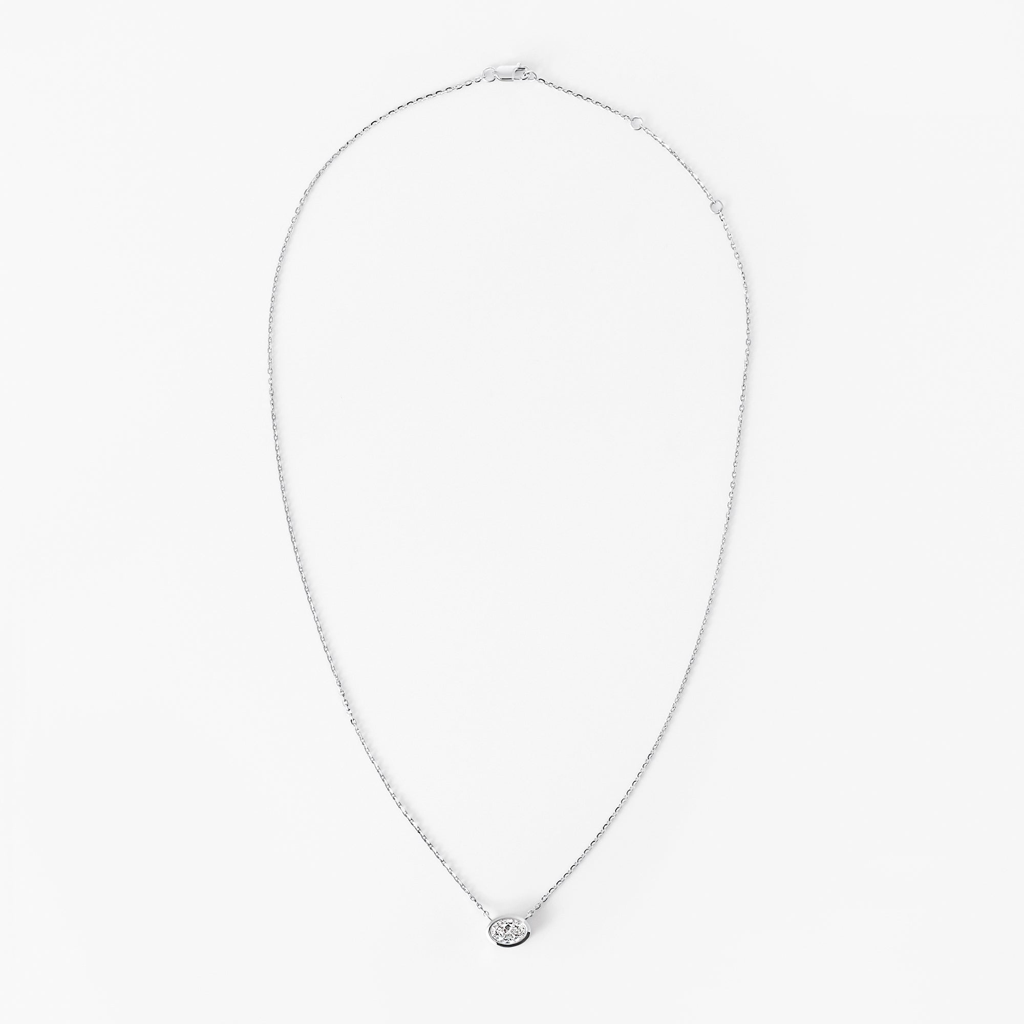 Oval Diamond Bezel Set Pendant Necklace