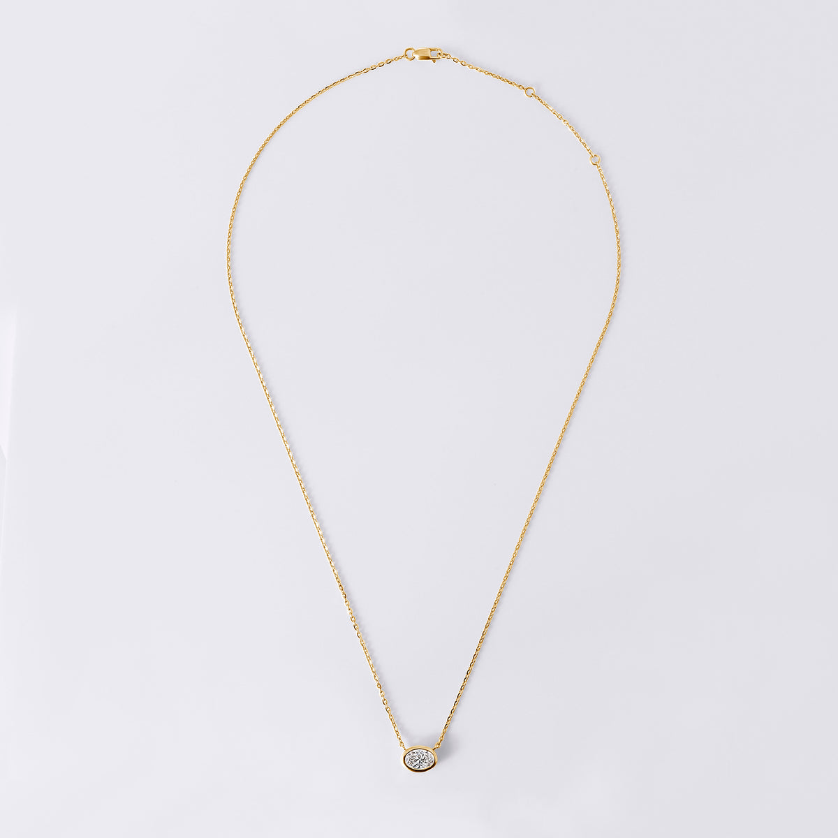 Oval Shaped Bezel Set Pendant Necklace (1CTW), Yellow Gold