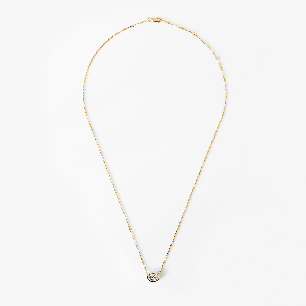 Oval Diamond East West Bezel Pendant Necklace