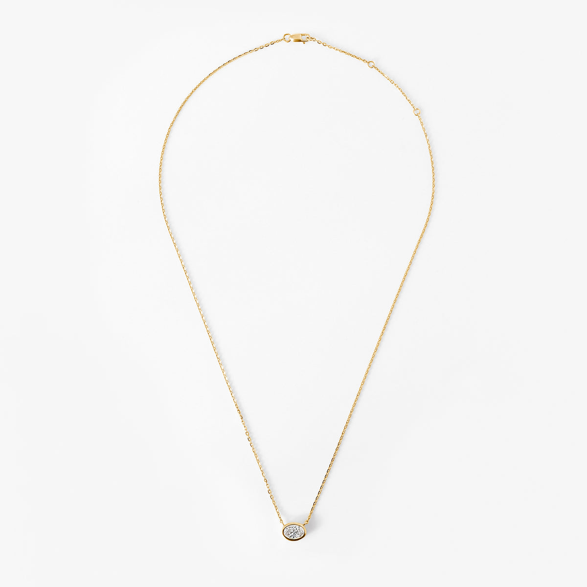 Oval Diamond Bezel Set Pendant Necklace
