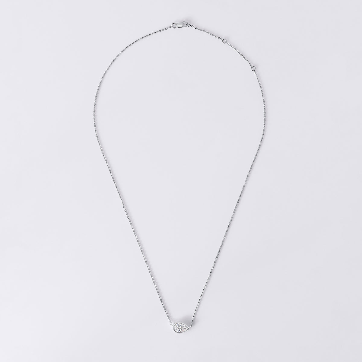 Pear Shaped Bezel Set Pendant Necklace (1CTW), White Gold