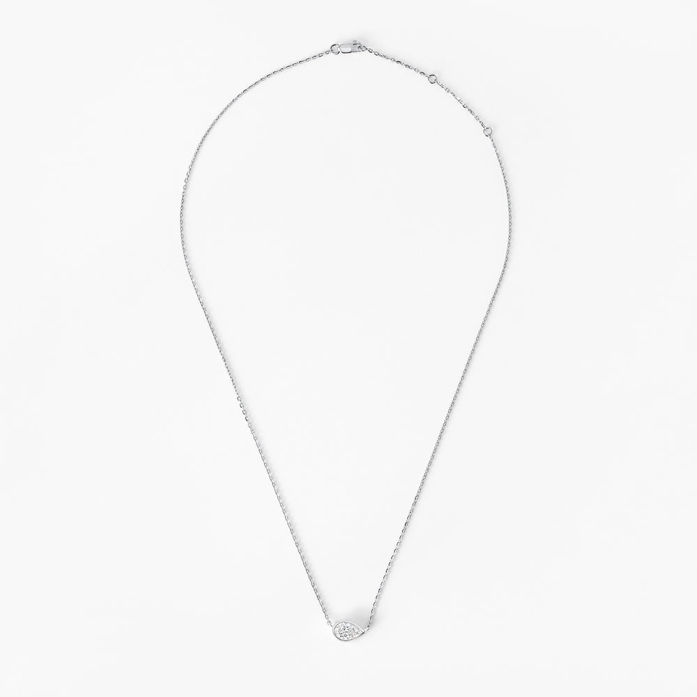 Pear Diamond East West Bezel Pendant Necklace