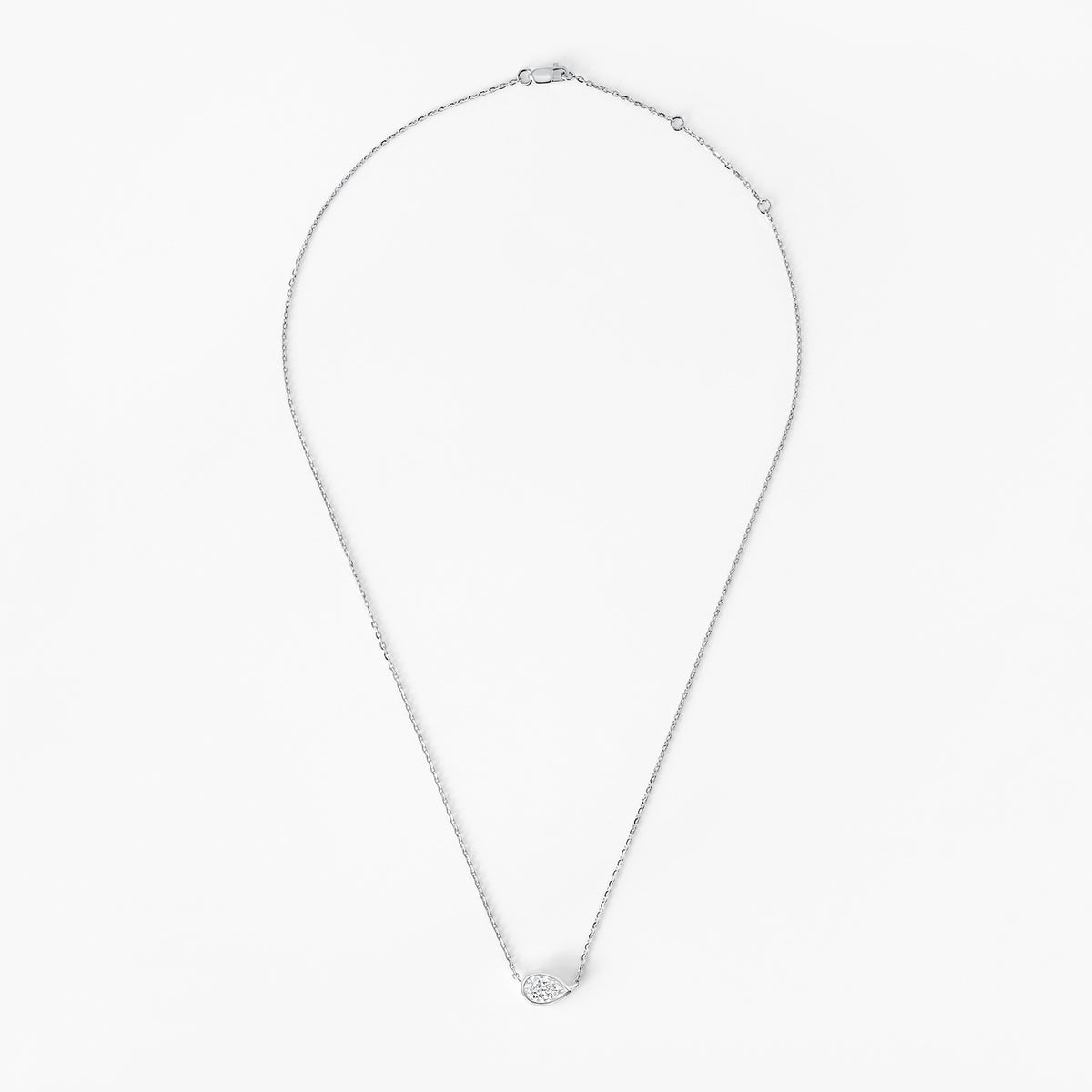 Pear Diamond Bezel Set Pendant Necklace