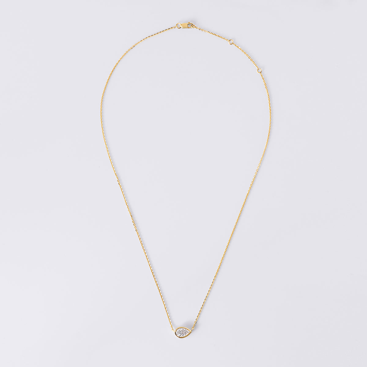Pear Shaped Bezel Set Pendant Necklace (1CTW), Yellow Gold