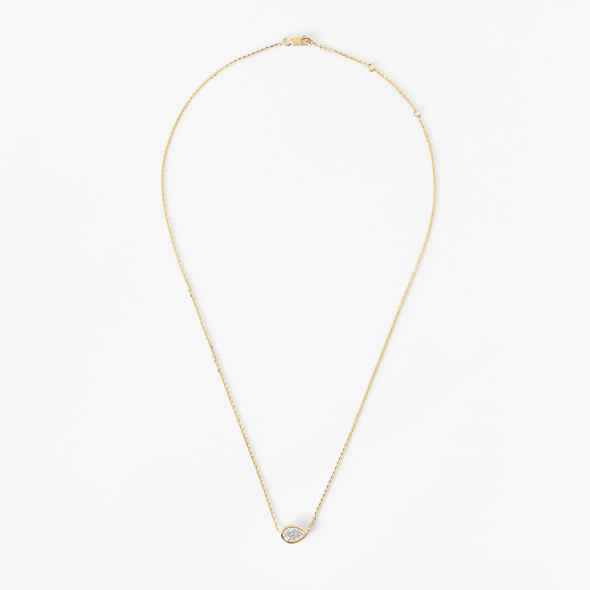 Pear Diamond Bezel Set Pendant Necklace