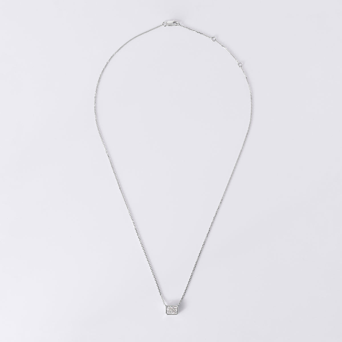 Radiant Cut Bezel Set Pendant Necklace (1CTW), White Gold