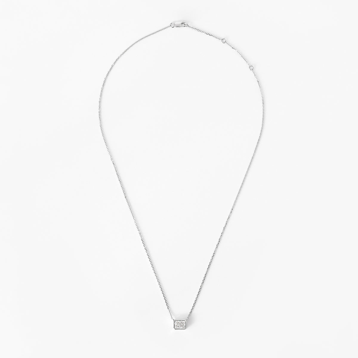 Radiant Diamond Bezel Set Pendant Necklace