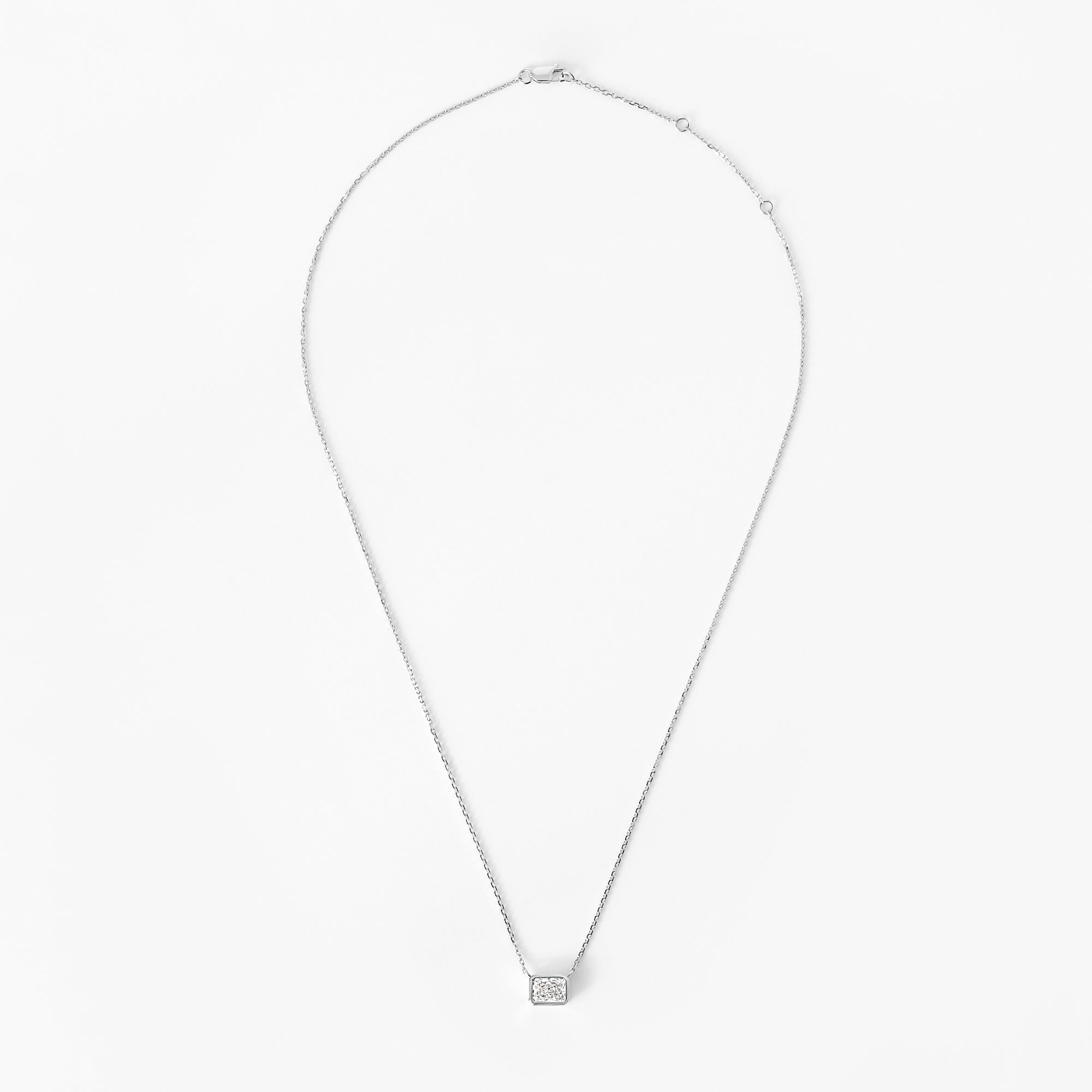 Radiant Diamond Bezel Set Pendant Necklace
