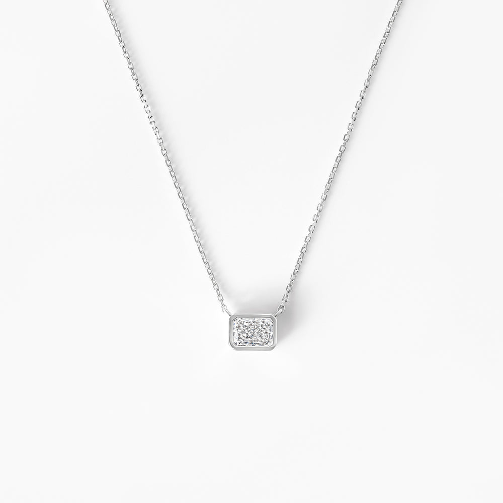 Radiant Diamond Bezel Pendant Necklace