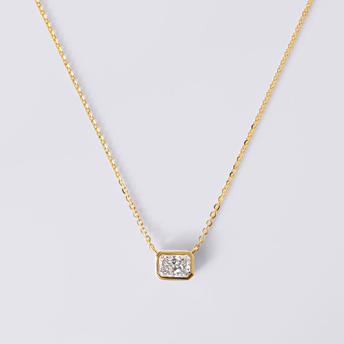 Radiant Cut Bezel Set Pendant Necklace (1CTW), Yellow Gold