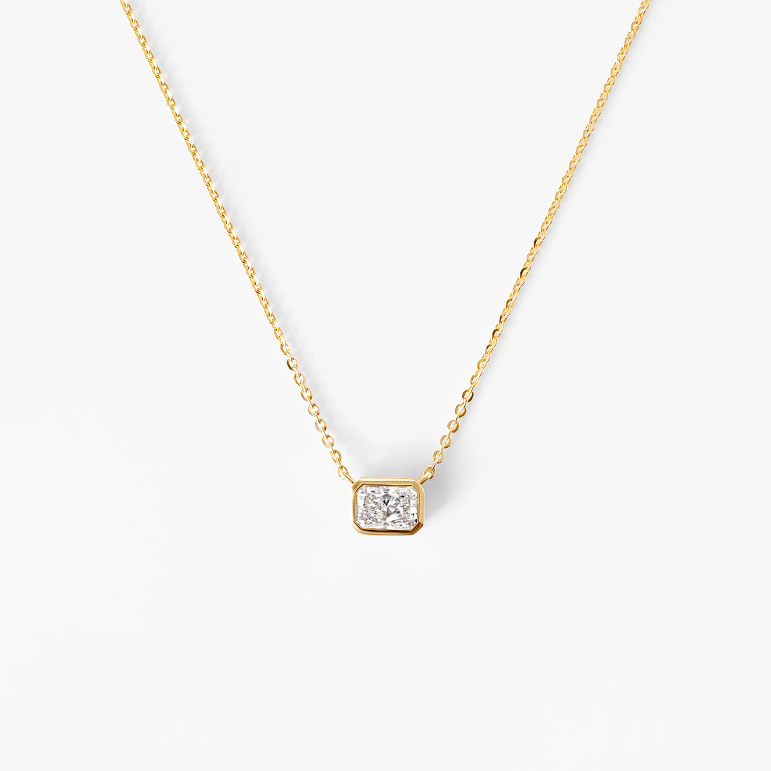 Radiant Diamond Bezel Pendant Necklace