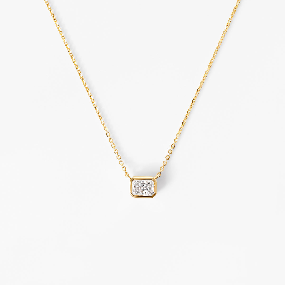 Radiant Diamond Bezel Set Pendant Necklace