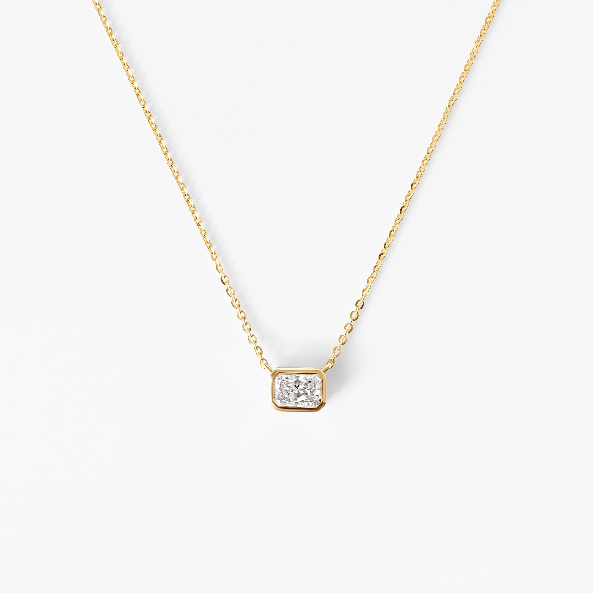 Radiant Diamond Bezel Set Pendant Necklace