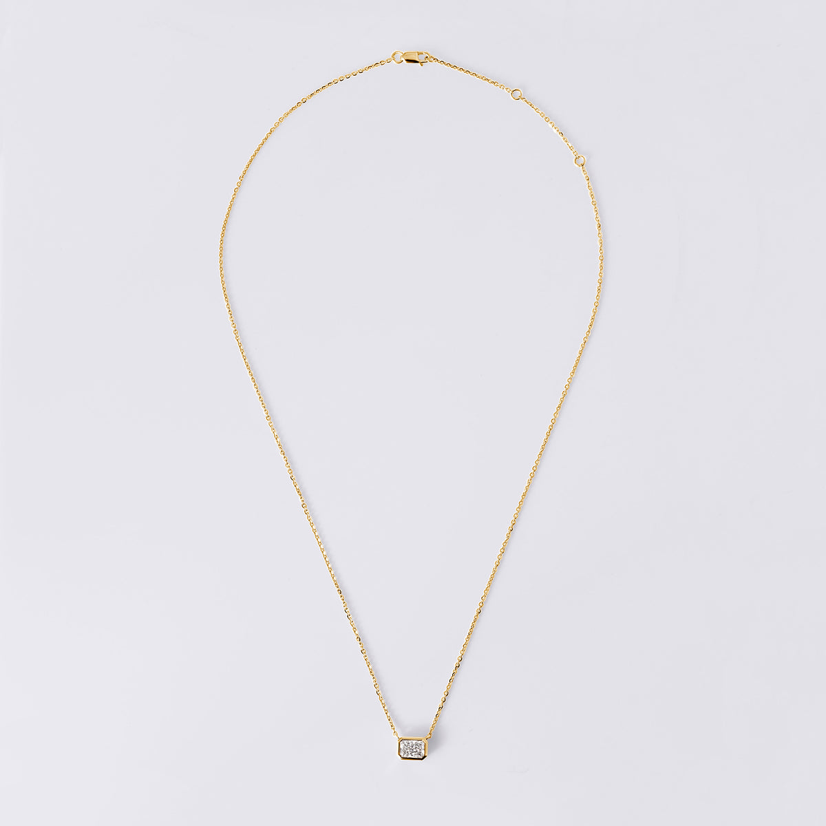 Radiant Cut Bezel Set Pendant Necklace (1CTW), Yellow Gold