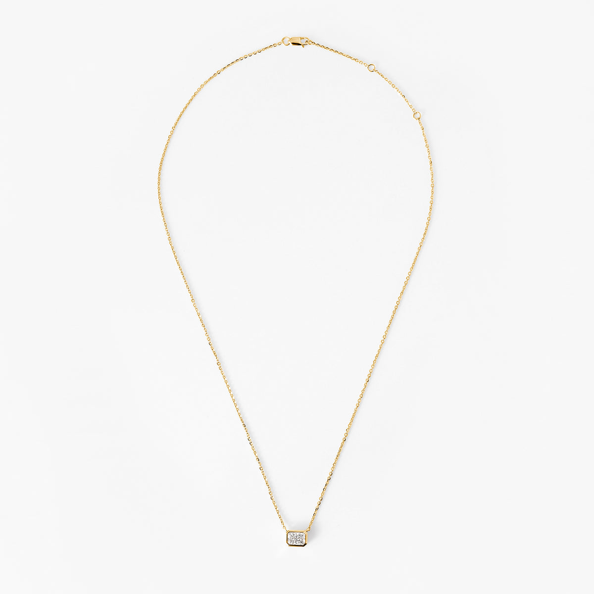 Radiant Diamond Bezel Set Pendant Necklace