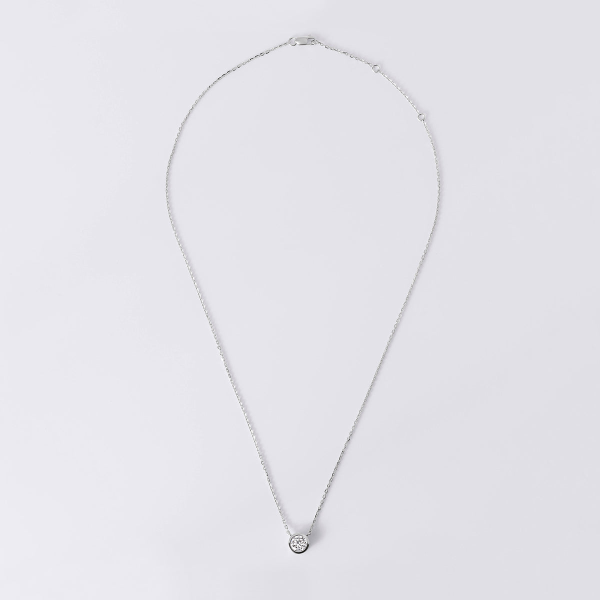 Round Brilliant Bezel Set Pendant Necklace (1CTW), White Gold