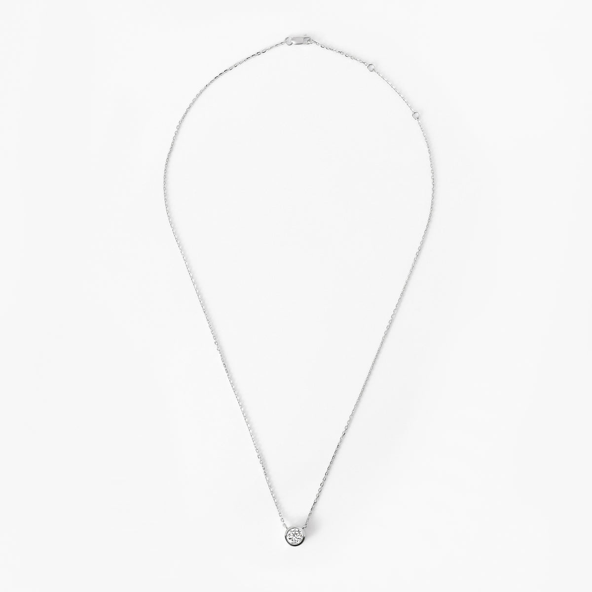 Round Diamond Bezel Set Pendant Necklace