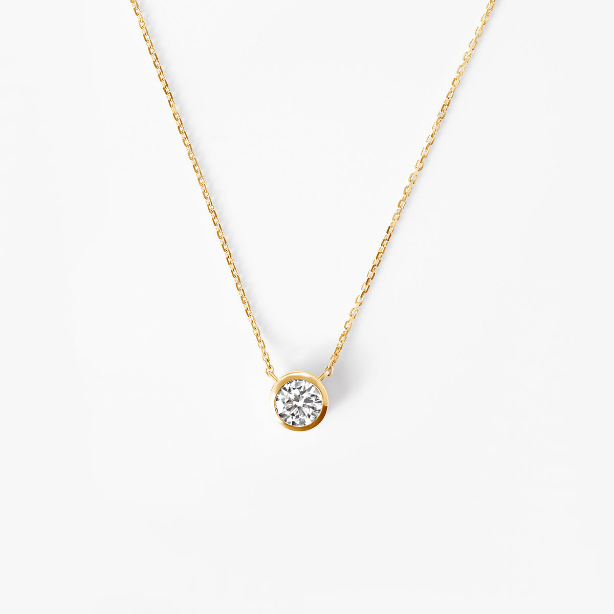 Round Diamond Bezel Set Pendant Necklace