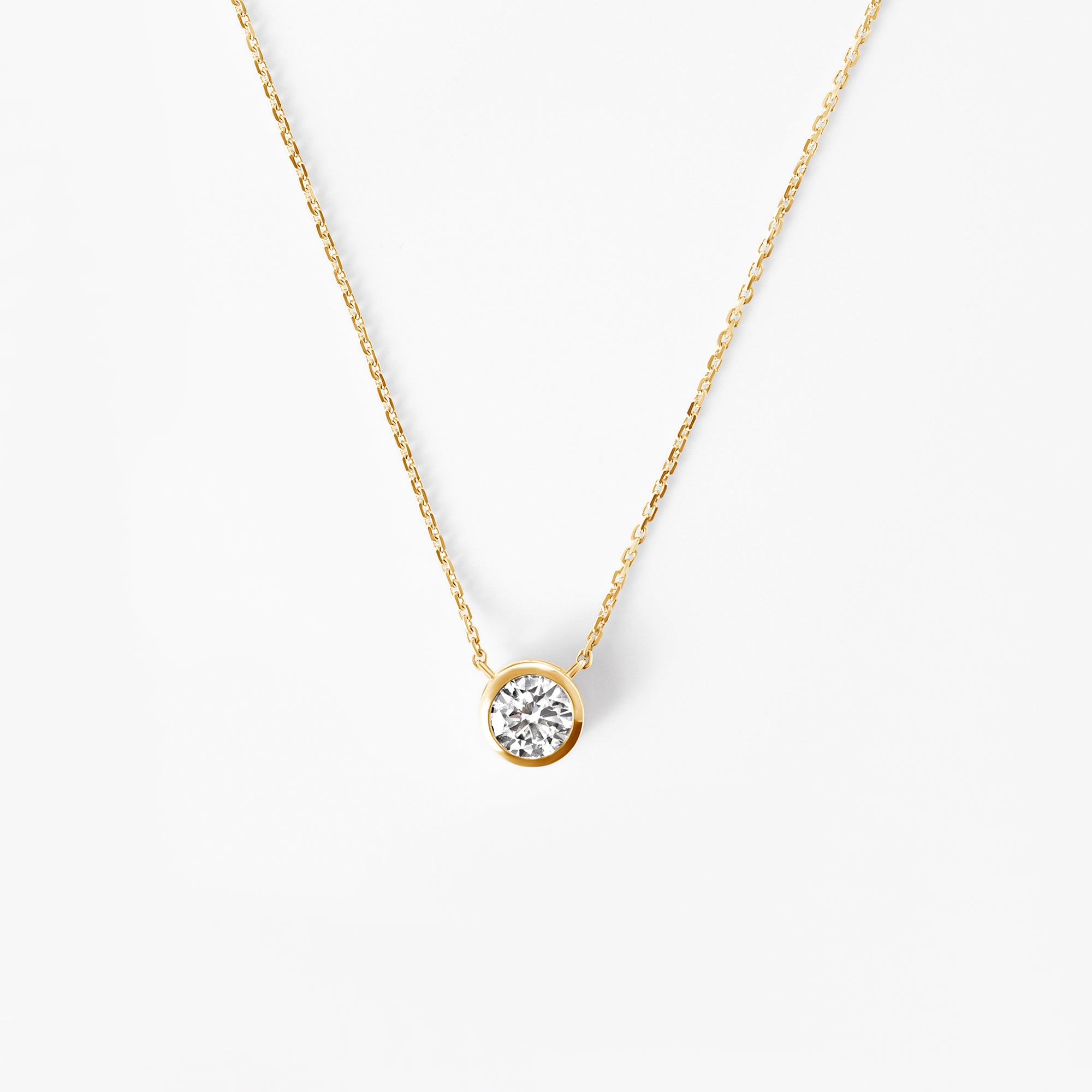 Round Diamond Bezel Set Pendant Necklace