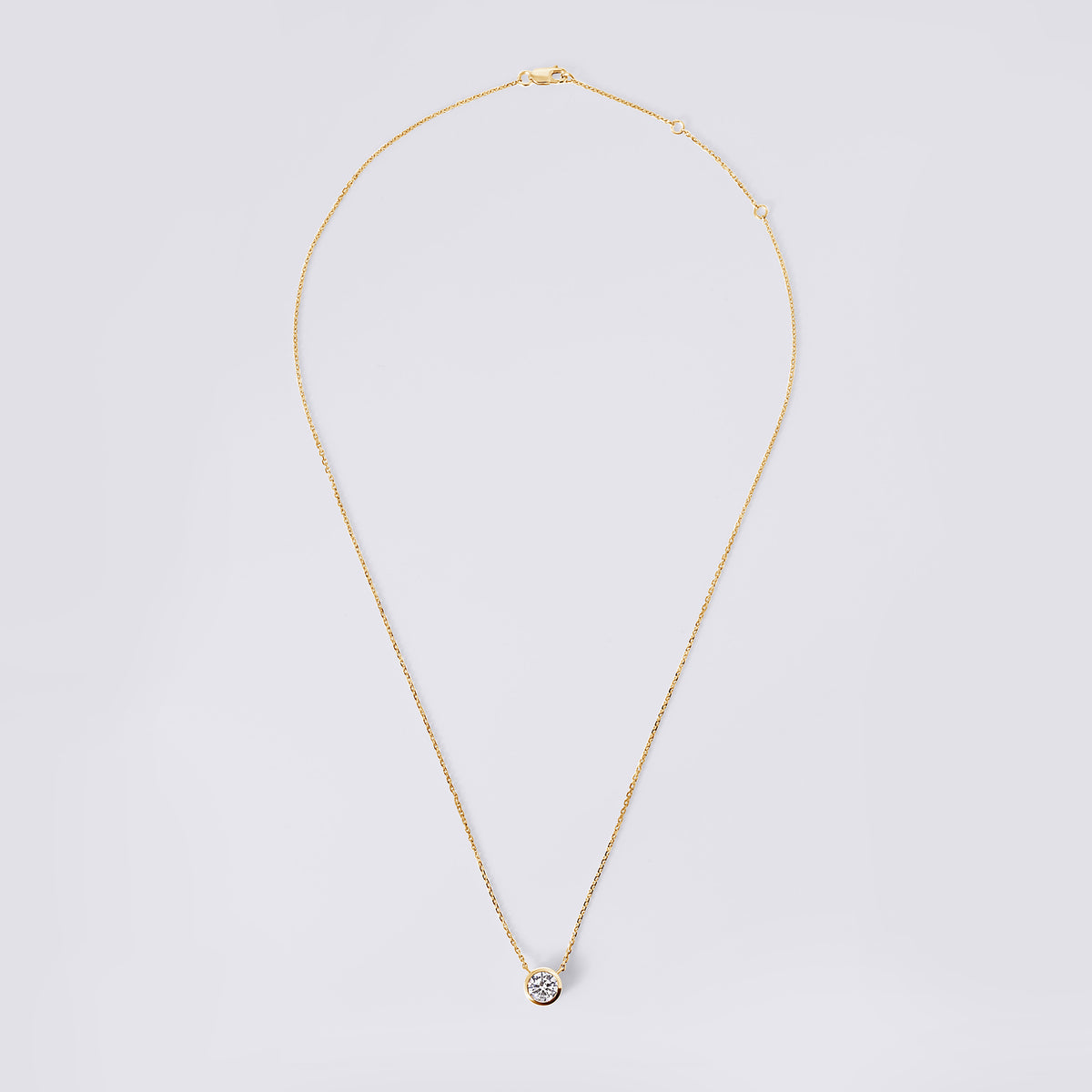 Round Brilliant Bezel Set Pendant Necklace (1CTW), Yellow Gold