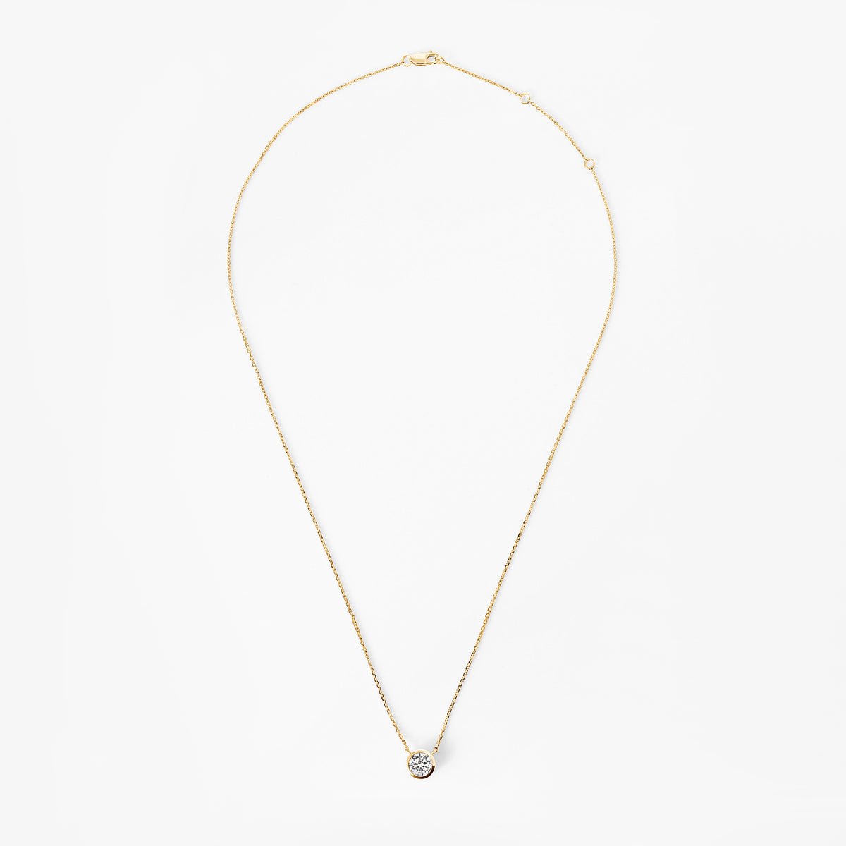 Round Diamond Bezel Set Pendant Necklace