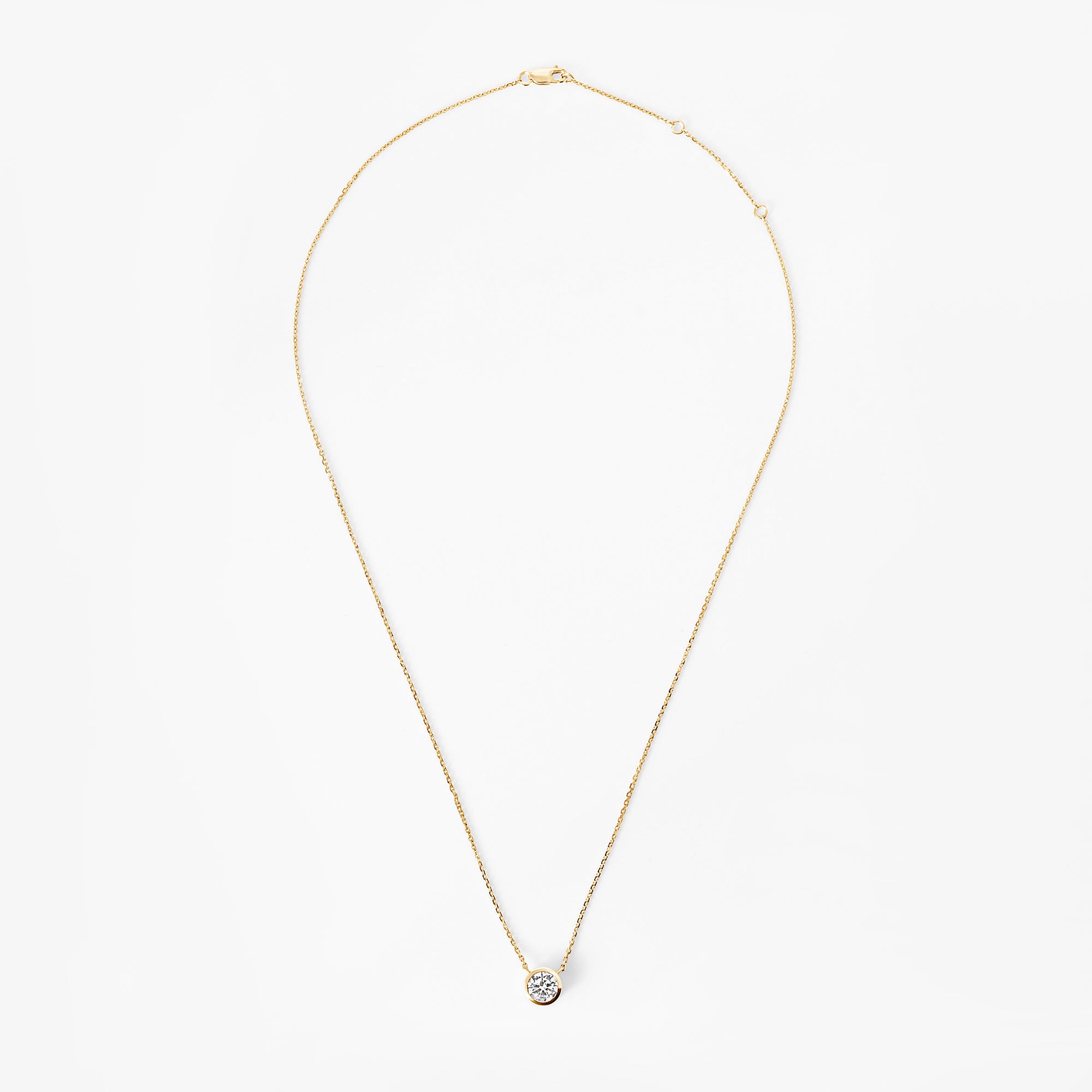 Round Diamond Bezel Set Pendant Necklace